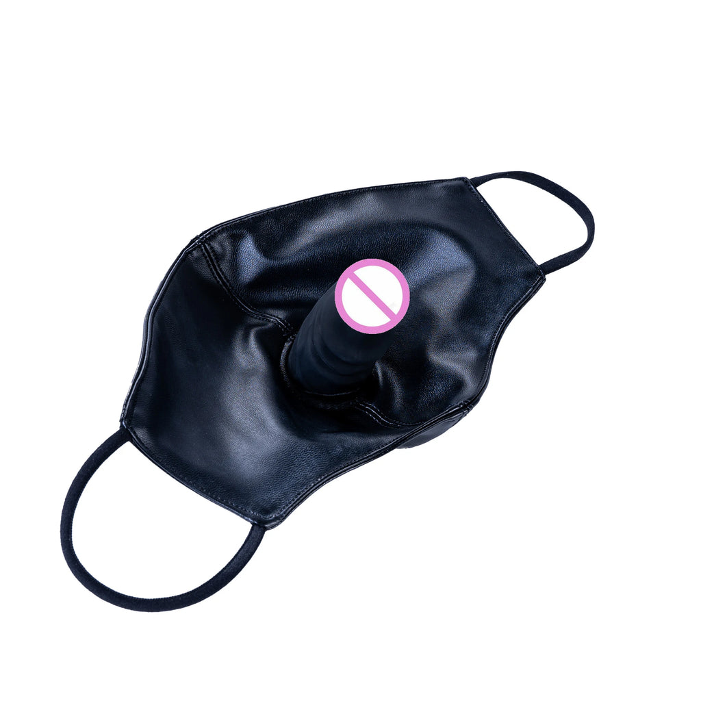 BDSM Face Mask Fetish Mouth Gag Dildo Bondage Restraints Open Mouth Strap Gag Oral Dilator Fetish Slave Cosplay Adult Games
