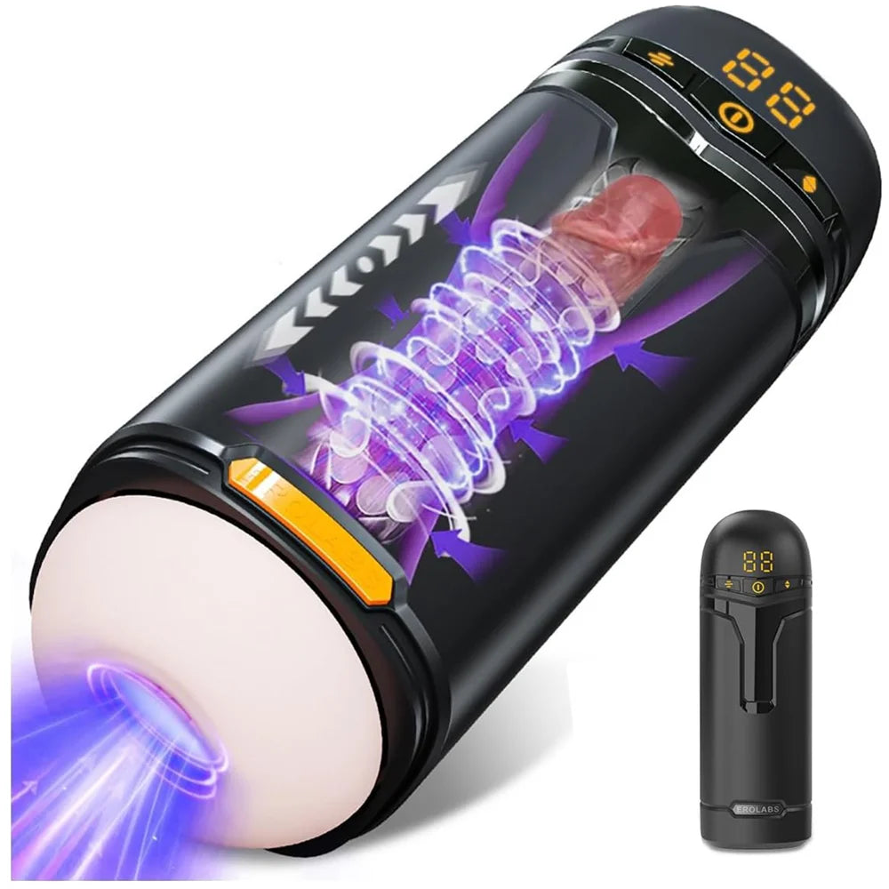 Male Masturbator Male Sex Toys for Men Upgrade Vacuum Pump Thrusting Rotating Vibrating Sucking Licking LCD Adult Toys
