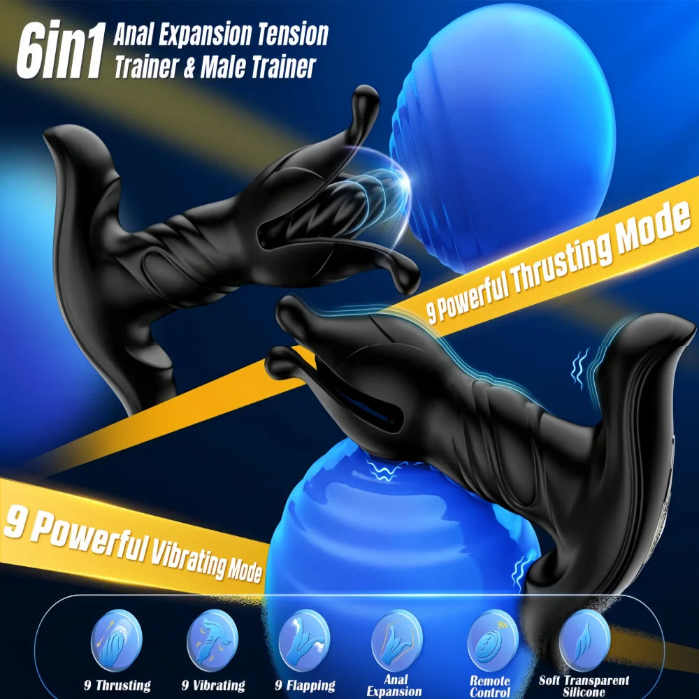 Prostate Massager Vibrator Sex Toys Men Anal Plug 9 Tension Shock Flapping Thrusting Vibrating Butt Plug for Gay Adult Toy