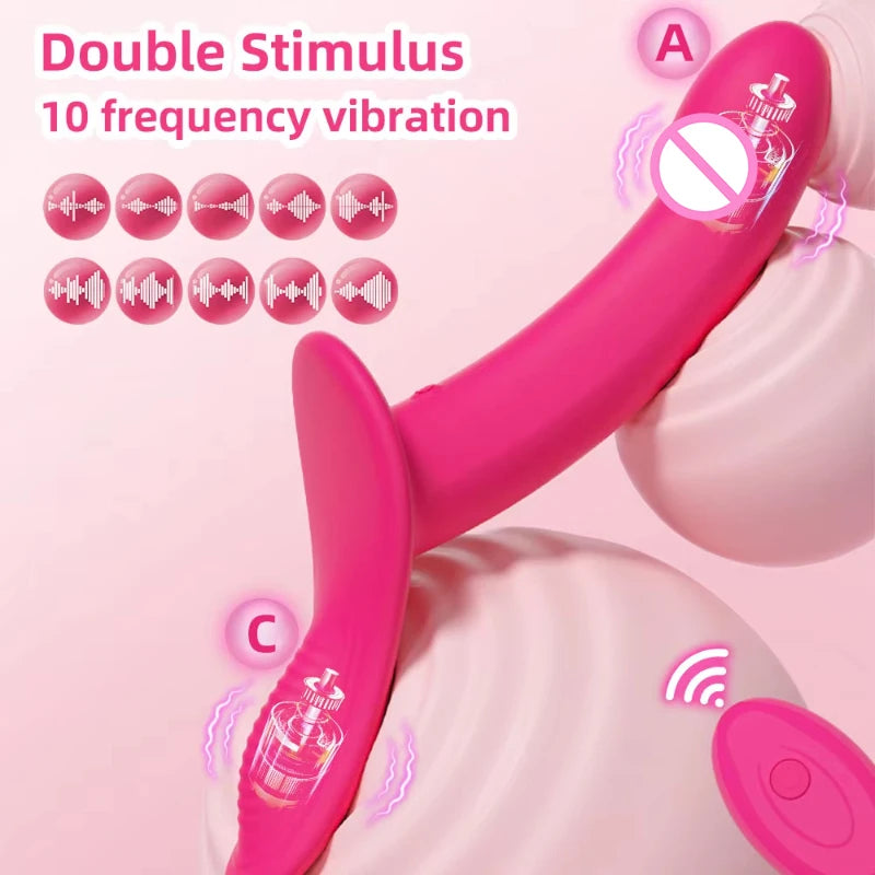 Strap-On Vibrating Dildo Adjustable Harness Vibrator with 10 Vibration Modes Wearable Harness Sex Toy for Female Couple Lesbians