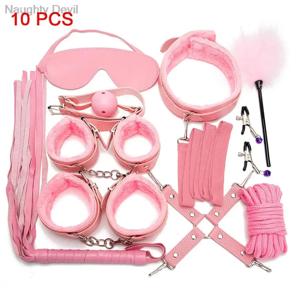Sexy Toys for Cosplay Couples Adult Products 18 Handcuffs Erotic Accessories Bondage Hemp Rope Mask Sex SM BDSM Bondage Kit Set