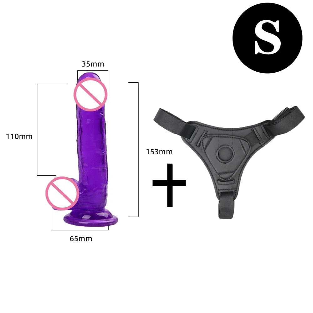 Adjustable Strap On Harness with Realistic Suction Cup Dildo, Pegging Strap-on Panties Set for Women Men Couples, Multiple Sizes