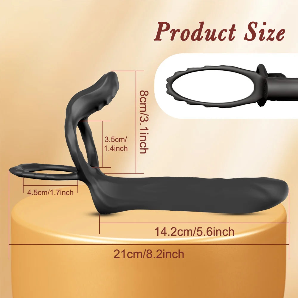 Strap On Penis Butt Plug Anal Dildo Sex Toys with Vibrating Cock Ring,Penis Sleeve Male Remote Control Vibrators Couple Sex Toys