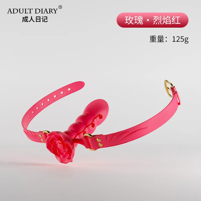 BDSM Ball Gag with Dildo – Silicone Mouth Gag with Penis Attachment, Adjustable Strap Open Mouth O-ring, Sex Restraint Toys for