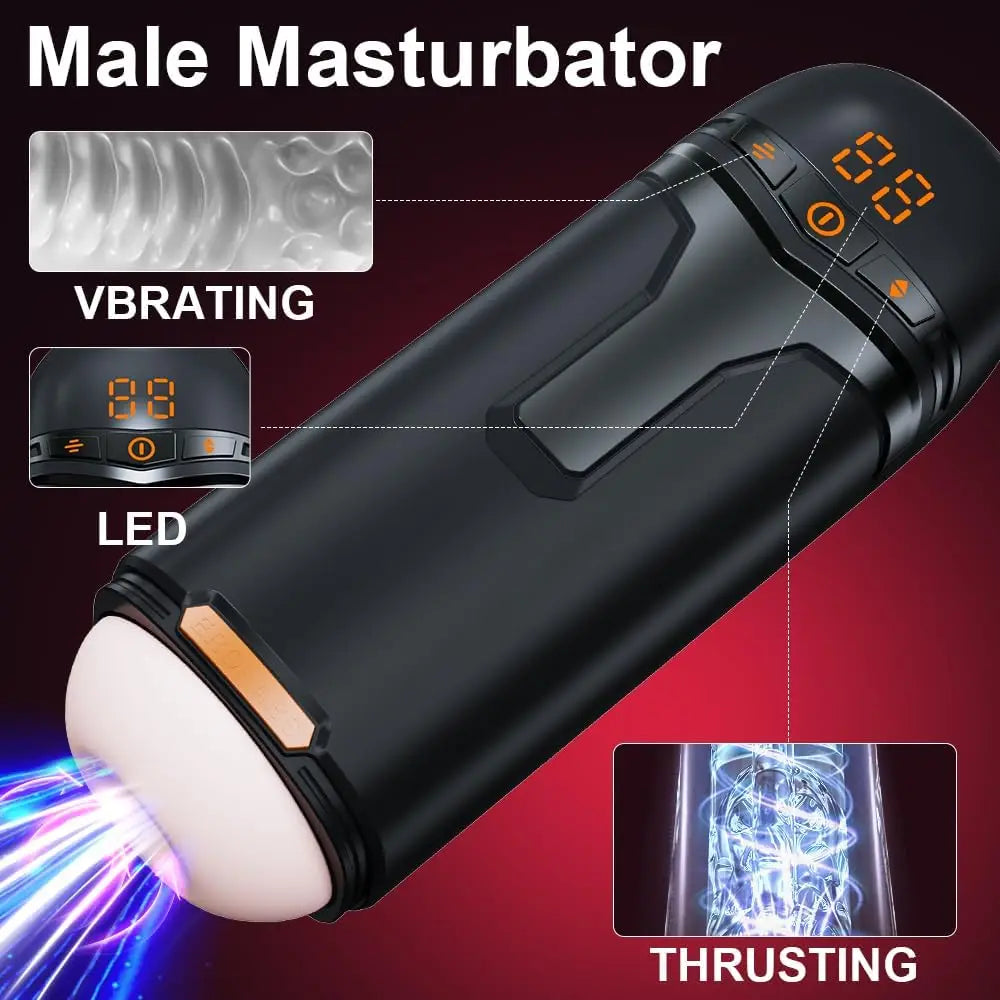 Male Masturbator Male Sex Toys for Men Upgrade Vacuum Pump Thrusting Rotating Vibrating Sucking Licking LCD Adult Toys
