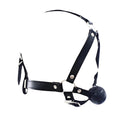 Exotic Accessories - Sex Flirting Mouth Gag Toy for Couples, Adult Erotic SM Leather Harness with Dribbling Soft Ball Mouth Plug