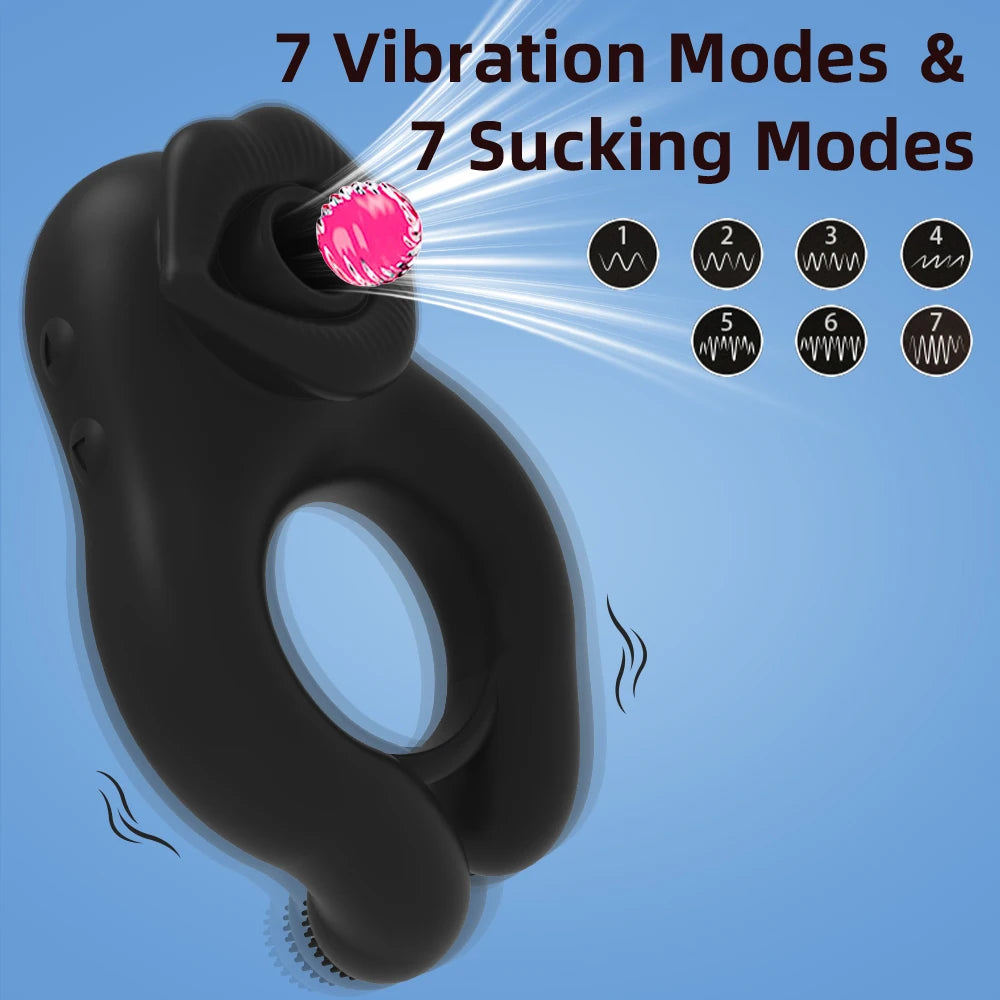 Sex Toys for Couple 7 Frequency Sucking Vibrator Sex Shop Penis Ring Clit Sucker Cock Ring Adult Products Scrotum Massager