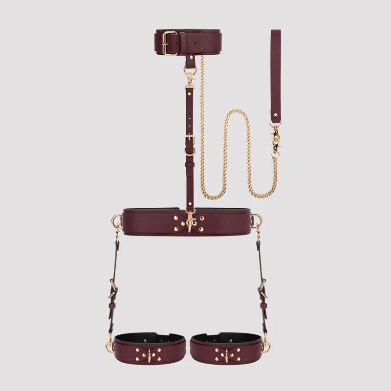 BDSM Bondage With Bag 10 PCS  Restraint Kits Handcuffs Collar Wrist Ankle Thigh cuffs Waist Belt Cross Buckle Sex Toys For Adult