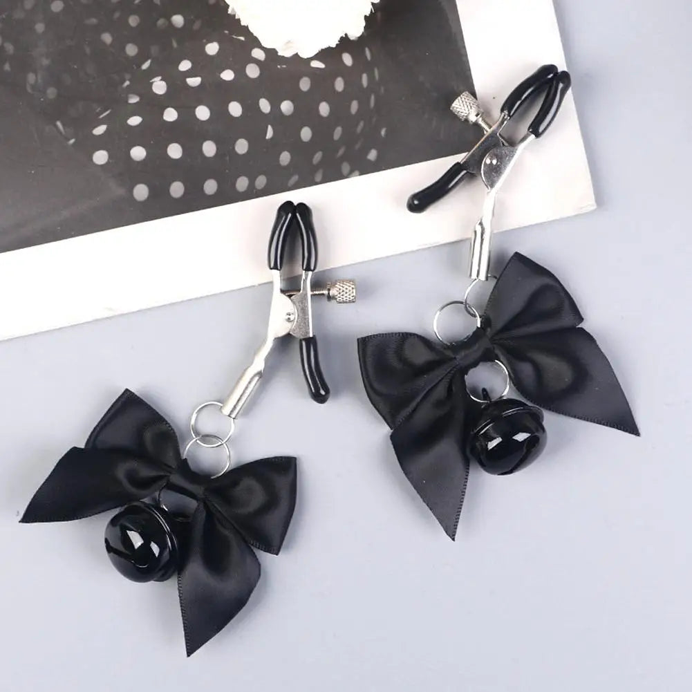 Sexy Bow Adjustable Nipple Clamp Breast Small Bell Adult Fetish Flirting Teasing Sex Toys For Couples Flirting Sex Toy