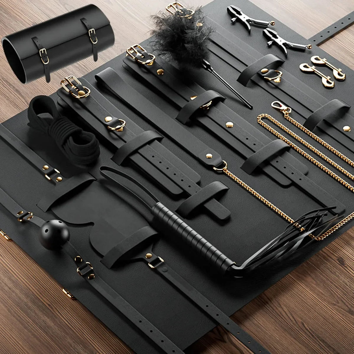 Sexy BDSM exotic toys, leather plush sexy binding and binding bag set, jokes, whips, butt plugs, female toys, nipple clips, porn