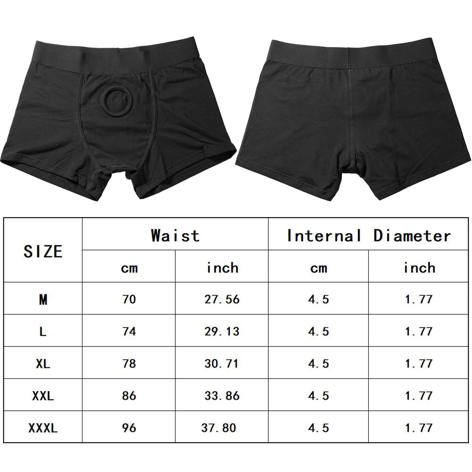 Quker Bean Black Strap On Harness Underwear Boxer Briefs Boxer Shorts