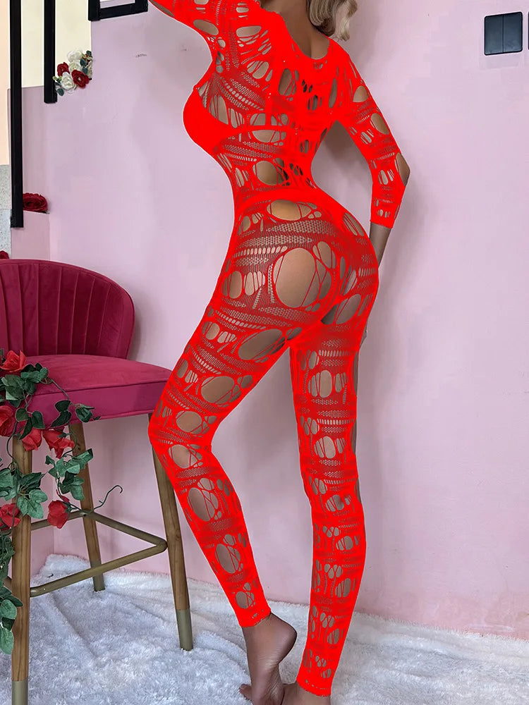 Bdsm sex for Women Bodysuit Fishnet Long Sleeves Women's Cute Sexys Fantasy Pornographic Lingerie Censorship Mesh Sexy Lace Man