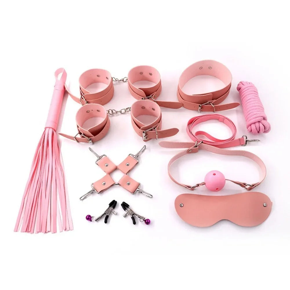 Sexy BDSM exotic toys, leather plush sexy binding and binding bag set, jokes, whips, butt plugs, female toys, nipple clips, porn