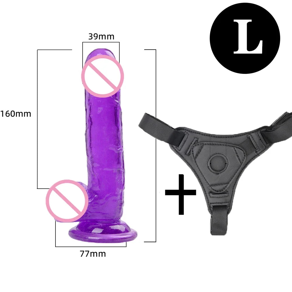 Adjustable Strap On Harness with Realistic Suction Cup Dildo, Pegging Strap-on Panties Set for Women Men Couples, Multiple Sizes