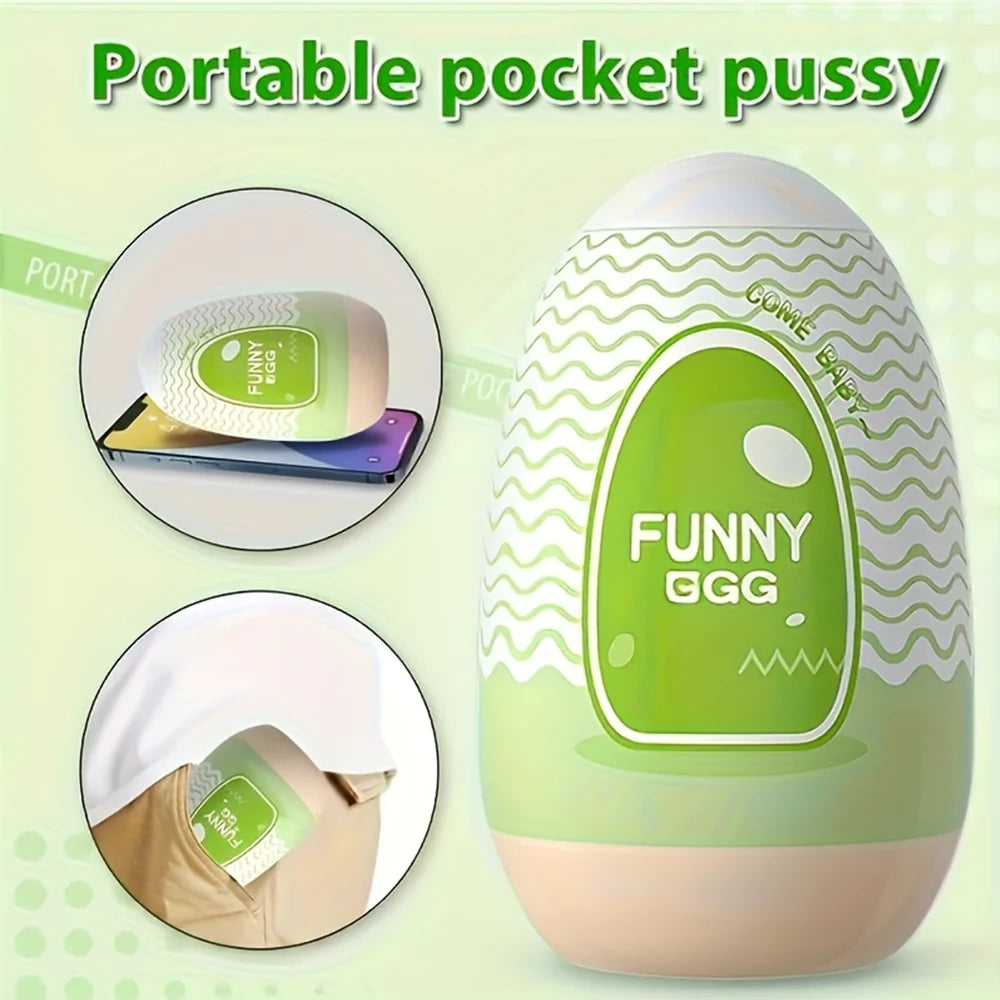 Portable Sex Toys Soft Rubber Adult Toys Realistic Male Vagina Pocket Type Genital Toys Egg Shaped Stimulator Penis Massager