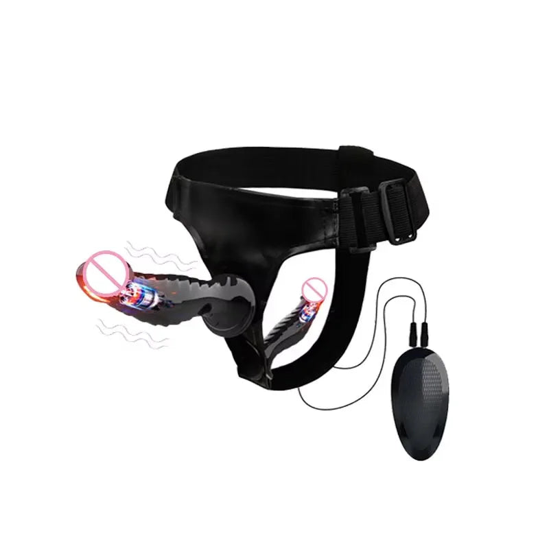 Vibrating Strap-On Harness with Remote Control – Adjustable, Silicone Dildo, Adult Toy for Couples, Pink