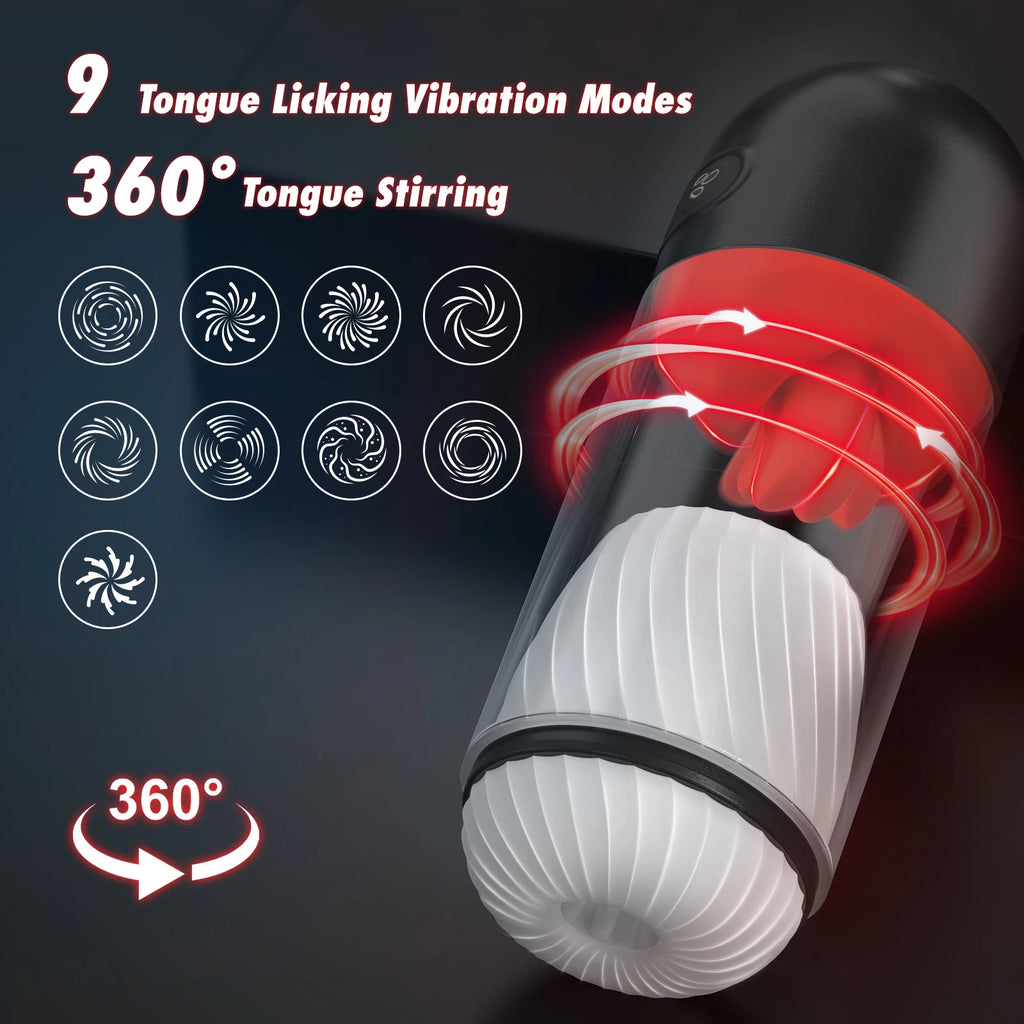 Male Masturbator Sex Toys for Men Penis Vibrator with APP Penis Pump with 9 Vibrating & 360° Tongue Licking Adult Sex Product