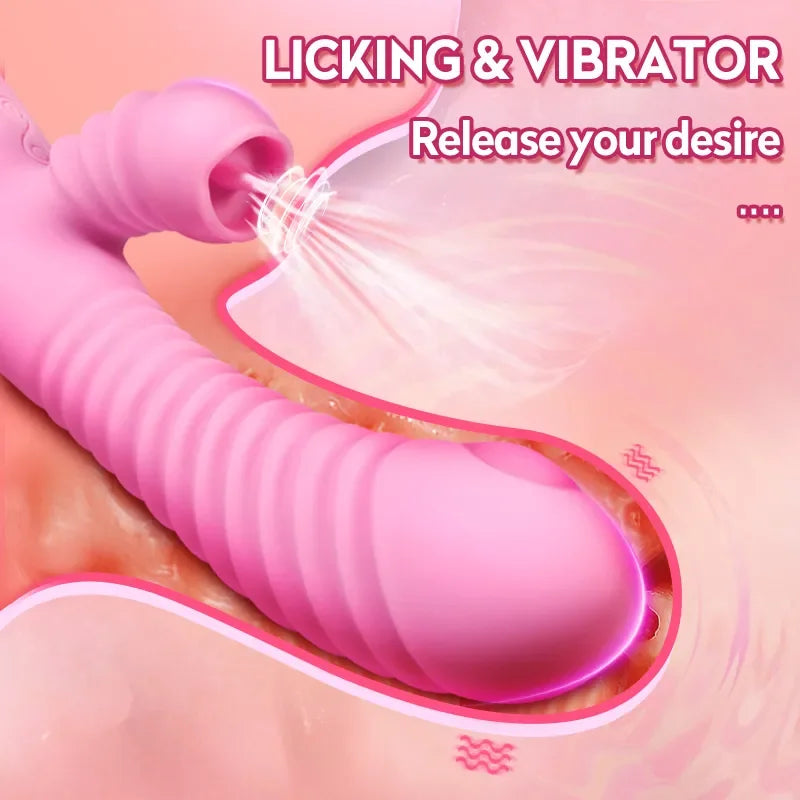 Licking Vibrator Sex Toys for Women Rabbit Dildos Powerful Vibration G-Spot & Clitoral Stimulator Female Sex Machine Adult