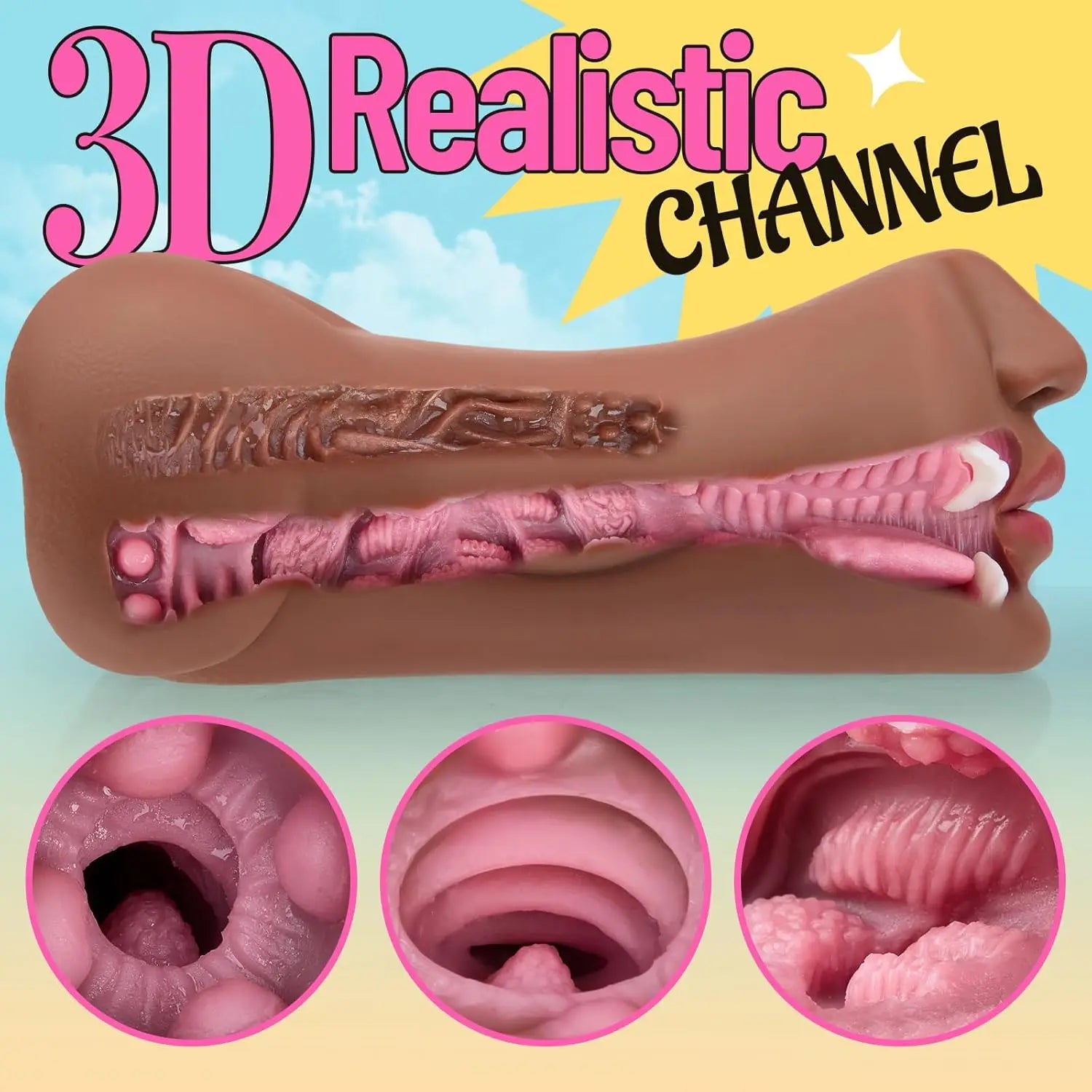 3 IN 1 Sex Toys Masturbation For Men Deep Throat Artificial Real Pussy Oral Male MasturbatorBlowjob Realistic Rubber Vagina