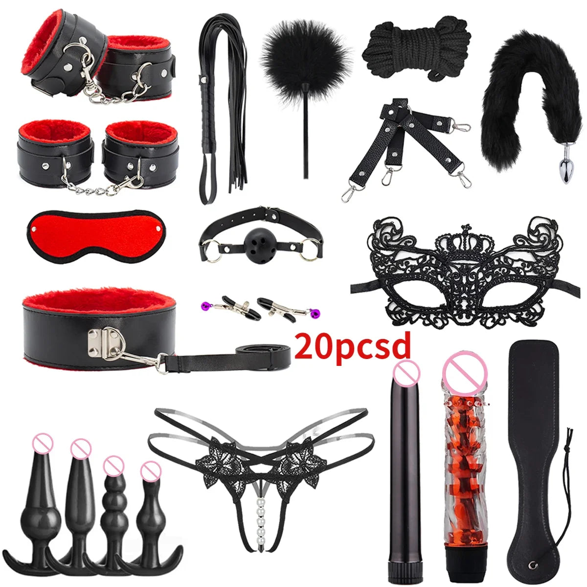 Sex Toys for Woman BDSM Sex Bondage Set Erotic Adults Toys Handcuffs Ankle Cuffs Collar Sex Toy Kit Adults Games Sex Products