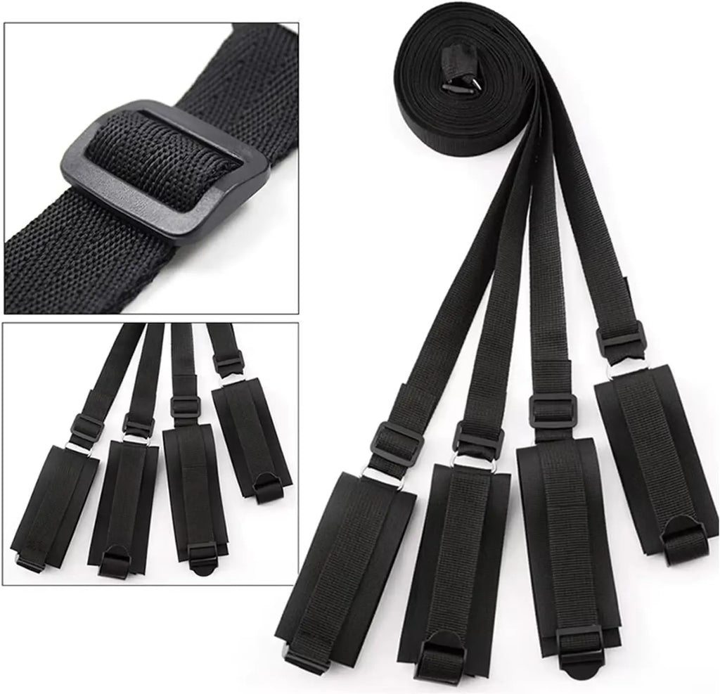 BDSM Bed Restraints Kit Adjustable Set with Wrist Thigh Cuffs Handcuffs Sex Furniture  Bondage Gear for Bedroom  Adult Toys