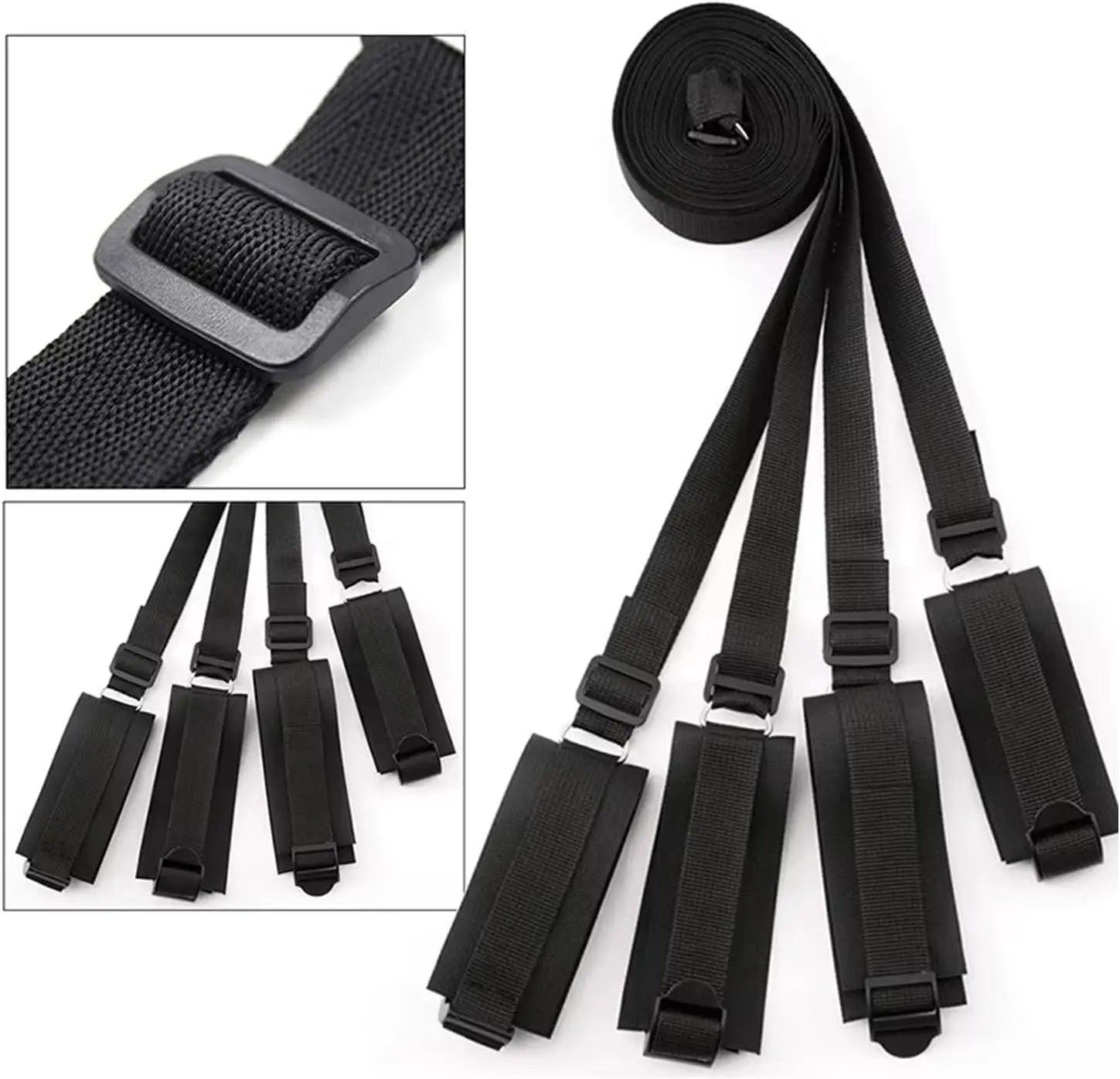 BDSM Bed Restraints Kit Adjustable Set with Wrist Thigh Cuffs Handcuffs Sex Furniture  Bondage Gear for Bedroom  Adult Toys