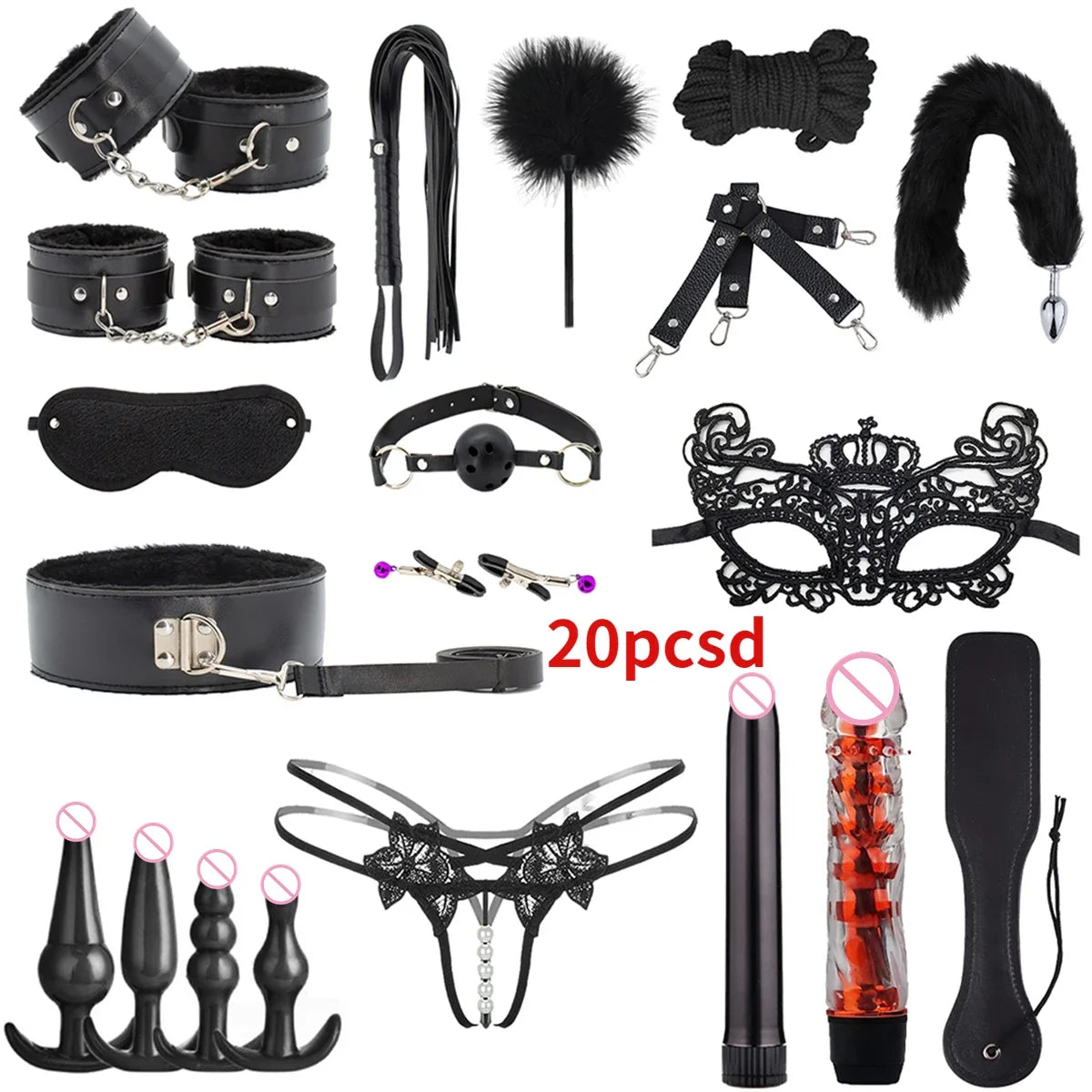 Sex Toys for Woman BDSM Sex Bondage Set Erotic Adults Toys Handcuffs Ankle Cuffs Collar Sex Toy Kit Adults Games Sex Products
