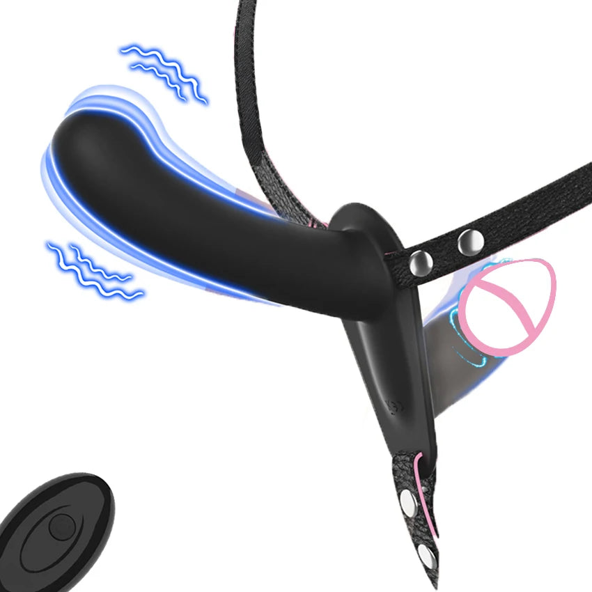Strap-On Vibrating Dildo Adjustable Harness Vibrator with 10 Vibration Modes Wearable Harness Sex Toy for Female Couple Lesbians