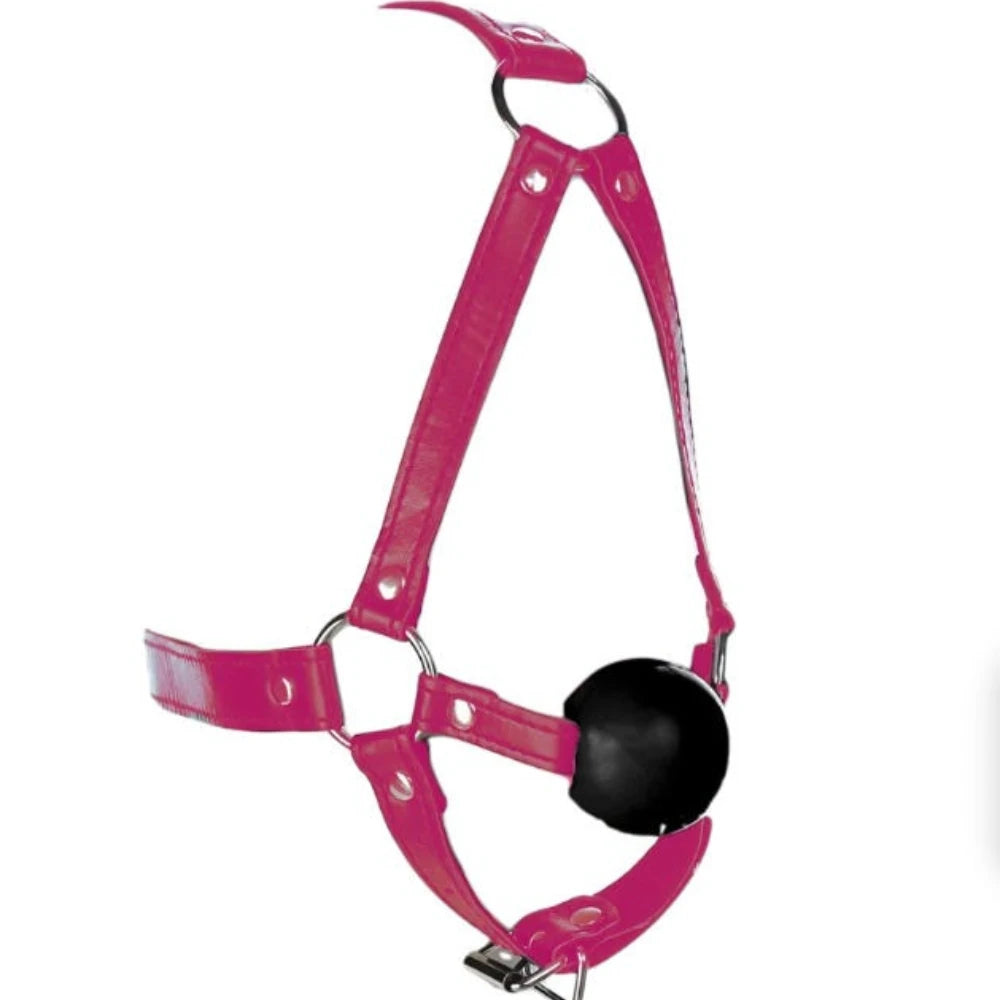 Exotic Accessories - Sex Flirting Mouth Gag Toy for Couples, Adult Erotic SM Leather Harness with Dribbling Soft Ball Mouth Plug