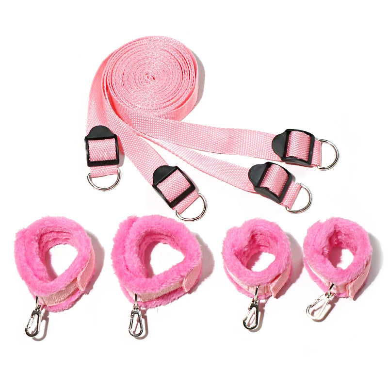 Sex Toys Bed Sex Bondage Kit Restraints Under Mattress Bed Bondage BDSM Set with Handcuff Ankle Cuffs Adult Game Toy for Couples