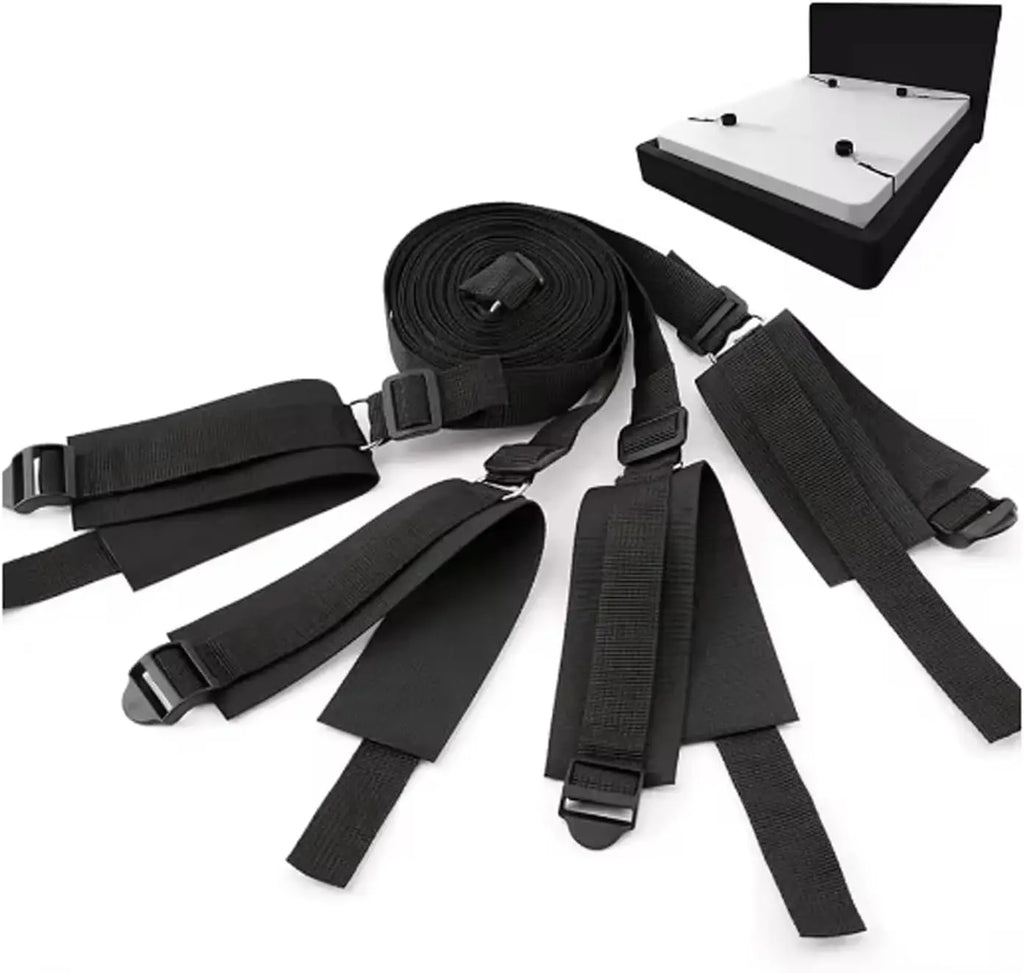 BDSM Bed Restraints Kit Adjustable Set with Wrist Thigh Cuffs Handcuffs Sex Furniture  Bondage Gear for Bedroom  Adult Toys