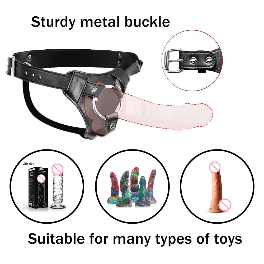 Strap On Dildo Harness Sex for BDSM, High-quality Wearable Leather Pants Men Pegging Dildo, Adjustable Belt Multiple Sizes Rings