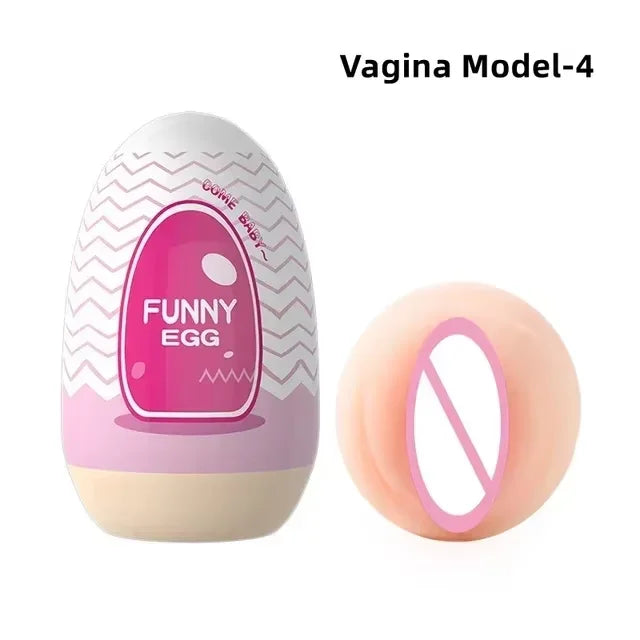 Portable Sex Toys Soft Rubber Adult Toys Realistic Male Vagina Pocket Type Genital Toys Egg Shaped Stimulator Penis Massager