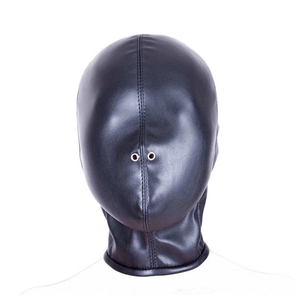 BDSM Leather Hood, Adjustable Full Head Coverage, Sadistic Sex Game, Punishment,BDSM Bondage Training,Adult Sex Toys for Couples
