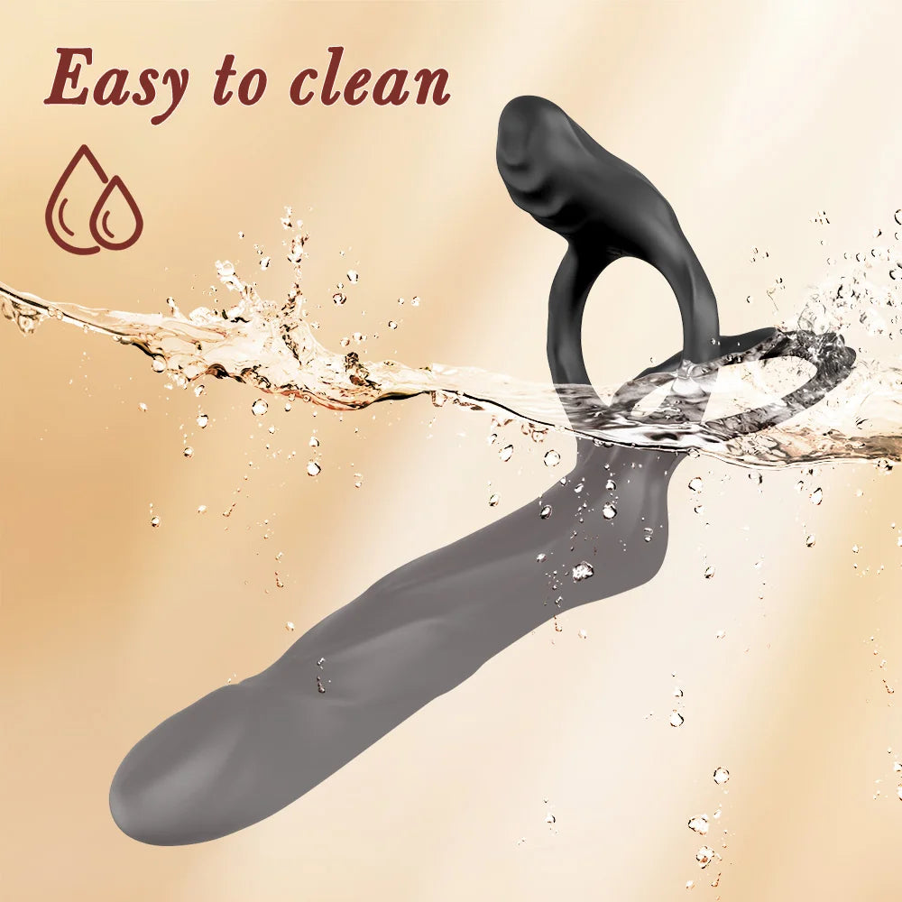 Strap On Penis Butt Plug Anal Dildo Sex Toys with Vibrating Cock Ring,Penis Sleeve Male Remote Control Vibrators Couple Sex Toys