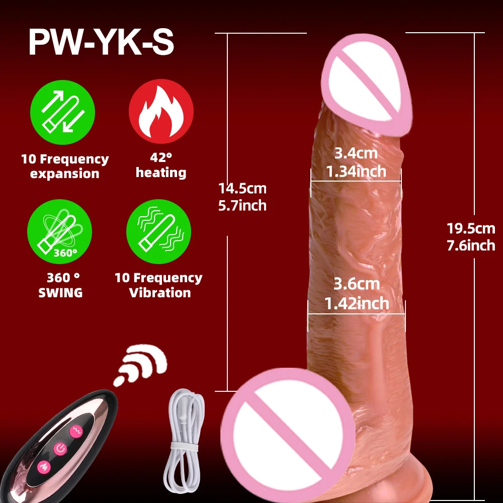 Realistic Remote Dildo Sex Toys Vibrator Women Adult Sexy Silicone Heating Big Penis G-Spot Telescopic Suction Stimulator Toy