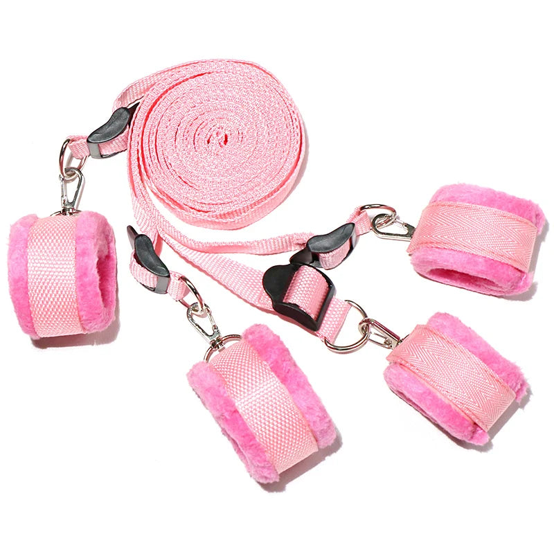 Sex Toys Bed Sex Bondage Kit Restraints Under Mattress Bed Bondage BDSM Set with Handcuff Ankle Cuffs Adult Game Toy for Couples