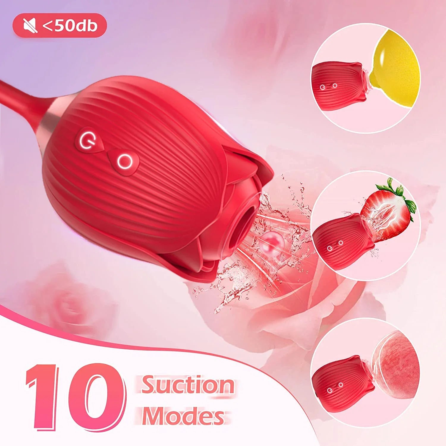 Rose Toy Sucking Vibrator Stimulator for Women with 10 Sucker Thrusting Dildo G Spot Vibrators Adult  Toys for Woman Man Couples