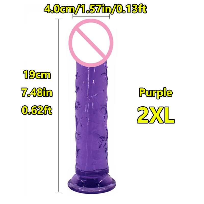 Super Cheap 7 Sizes 5 Colors Realistic Soft Jelly Dildo Suction Cup Adult Sex Toy for Women and Men Vaginal and Anal Masturbator