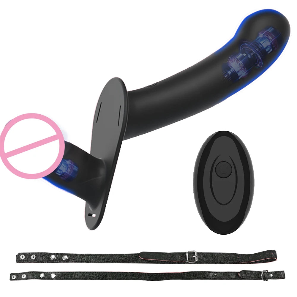 Strap On Double Headed Vibrating Dildo Adjustable Vibrator With 10 Speeds G-spot Vagina Massager Wearable Harness Sex Toy