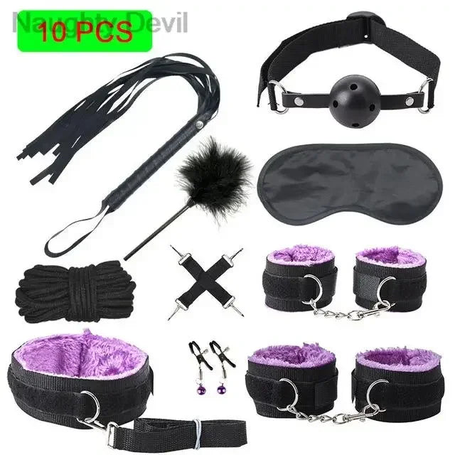 Sexy Toys for Cosplay Couples Adult Products 18 Handcuffs Erotic Accessories Bondage Hemp Rope Mask Sex SM BDSM Bondage Kit Set