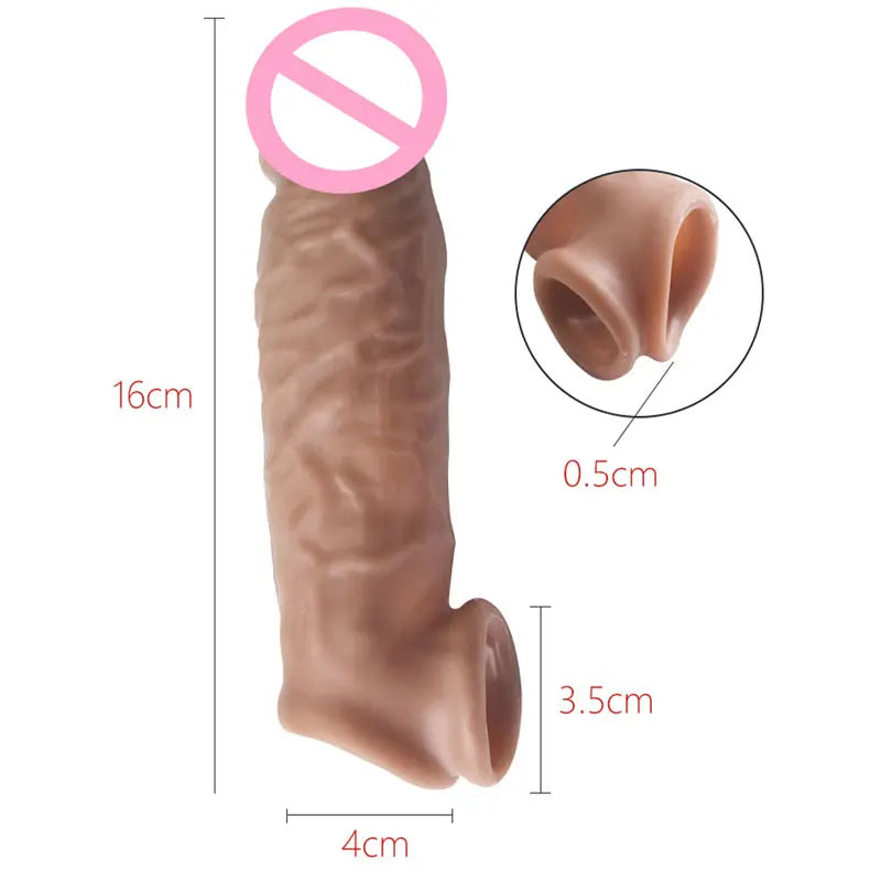 Male Cock Time Sex Toys For Men Organ Chastity Reusable Penis Enlargement Silicone Condoms Penis Extension Ring Sleeve Vibrators