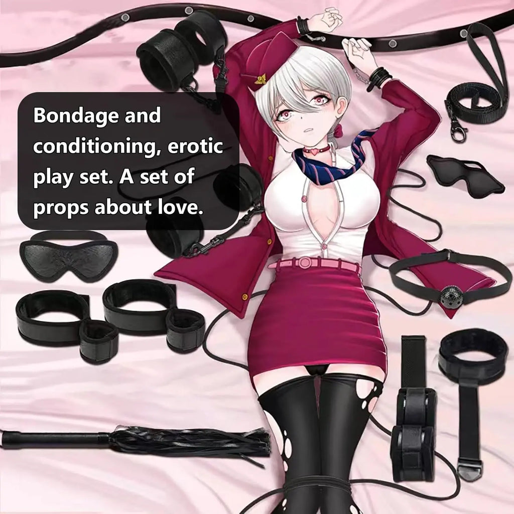 Sexy Toys for Cosplay Couples Adult Products 18 Handcuffs Erotic Accessories Bondage Hemp Rope Mask Sex SM BDSM Bondage Kit Set