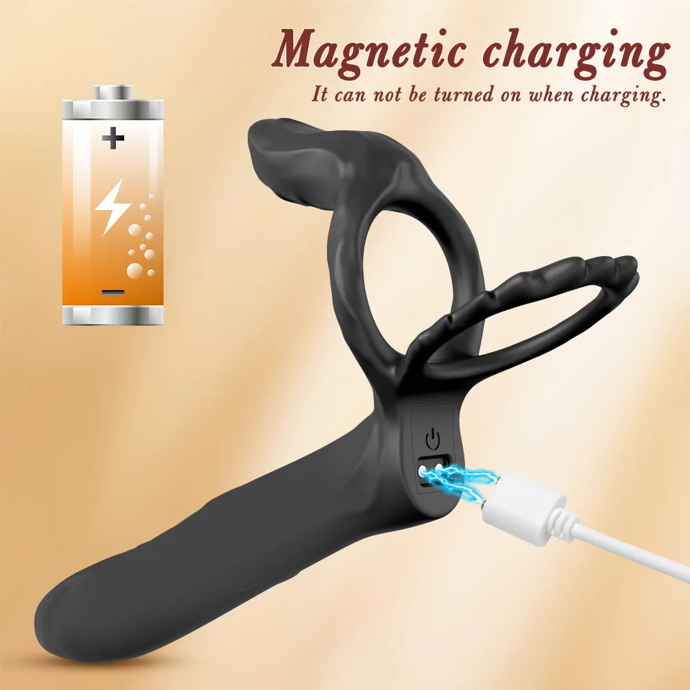 Strap On Penis Butt Plug Anal Dildo Sex Toys with Vibrating Cock Ring,Penis Sleeve Male Remote Control Vibrators Couple Sex Toys