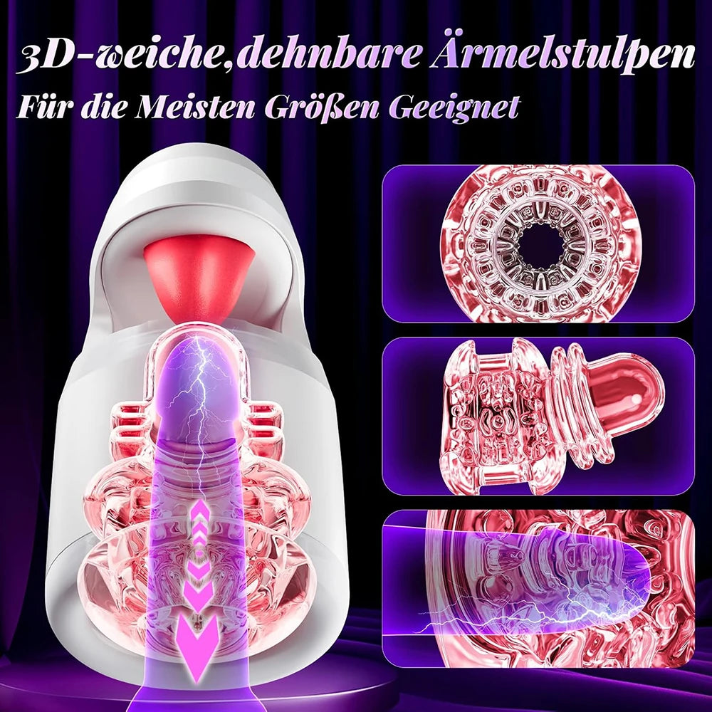 Sex Toys for Men Male Masturbator - Sex Toy with 10 Thrusting & Tongue Licking Modes Blowjob Sex Machine Stroker Penis Training
