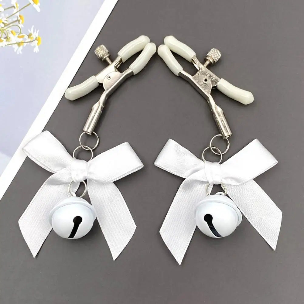 Sexy Bow Adjustable Nipple Clamp Breast Small Bell Adult Fetish Flirting Teasing Sex Toys For Couples Flirting Sex Toy