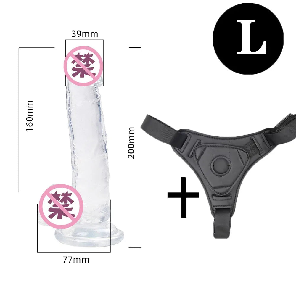 Adjustable Strap On Harness with Realistic Suction Cup Dildo, Pegging Strap-on Panties Set for Women Men Couples, Multiple Sizes