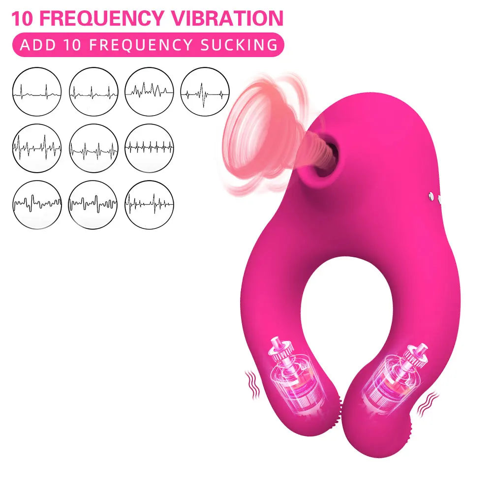 10 Frequency Sucking Vibrator Sex Shop Penis Ring Clit Sucker Cock Ring Adult Products Scrotum Massager Sex Toys for Couple