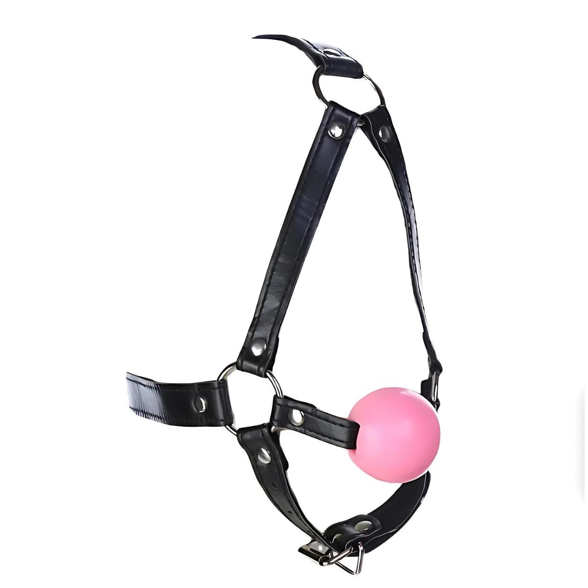 Exotic Accessories - Sex Flirting Mouth Gag Toy for Couples, Adult Erotic SM Leather Harness with Dribbling Soft Ball Mouth Plug