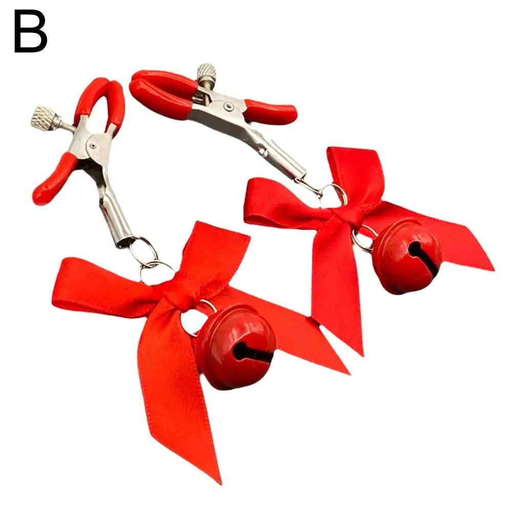 Sexy Bow Adjustable Nipple Clamp Breast Small Bell Adult Fetish Flirting Teasing Sex Toys For Couples Flirting Sex Toy